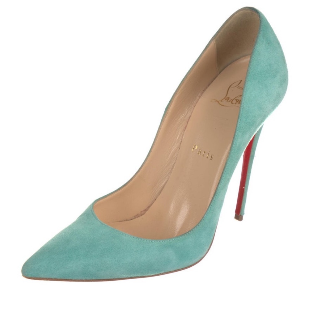 Christian Louboutin Light Blue Suede So Kate Pumps
